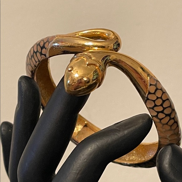 Diane Von Furstenberg Jewelry - Vintage Diane Von Furstenberg (DVF) Enamel Snake Clamper Bracelet